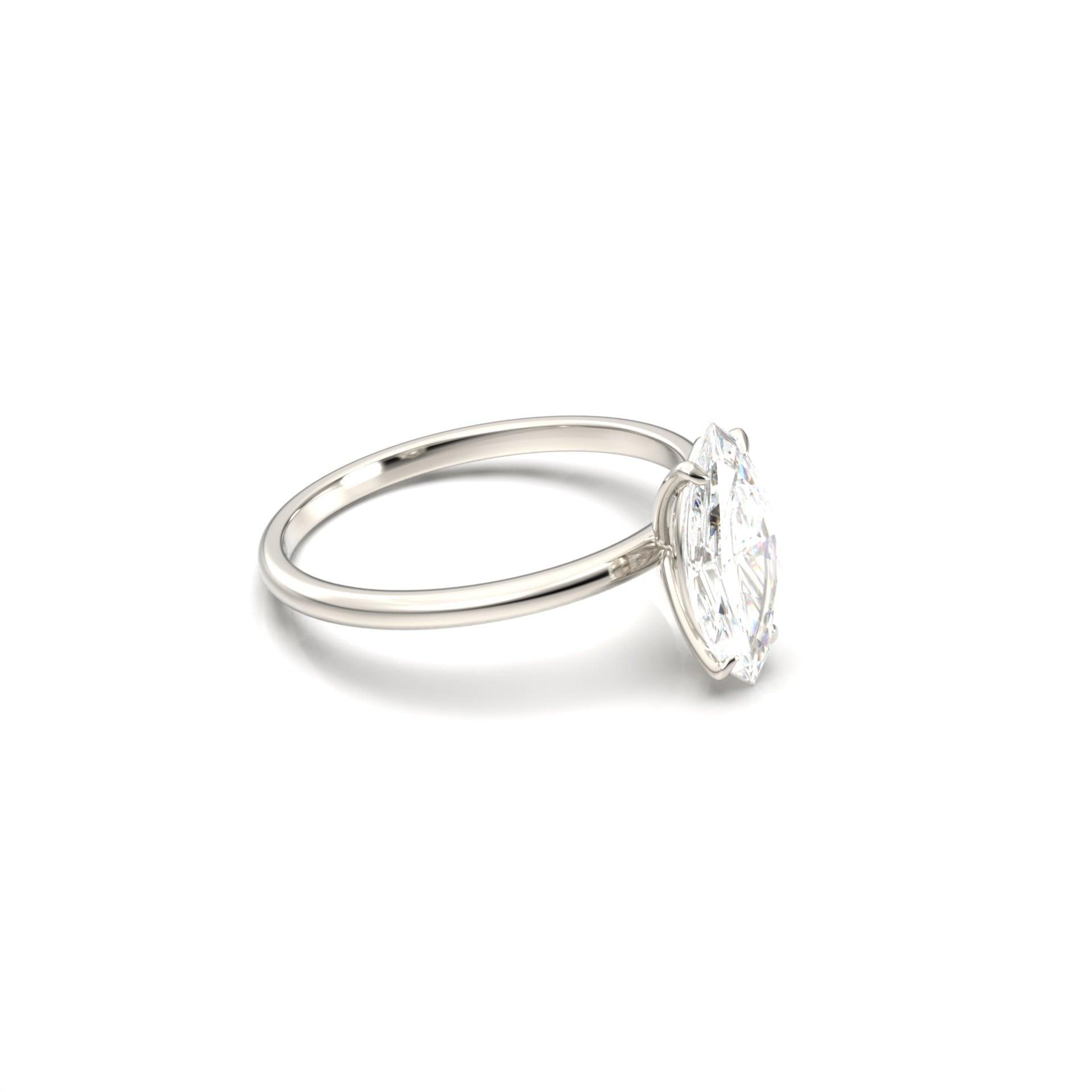 Marquise Solitaire Moissanite Engagement Ring - Moissanite Engagement Rings