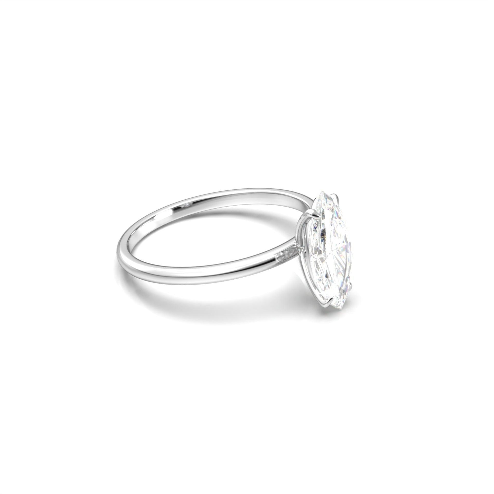 Marquise Solitaire Moissanite Engagement Ring - Moissanite Engagement Rings