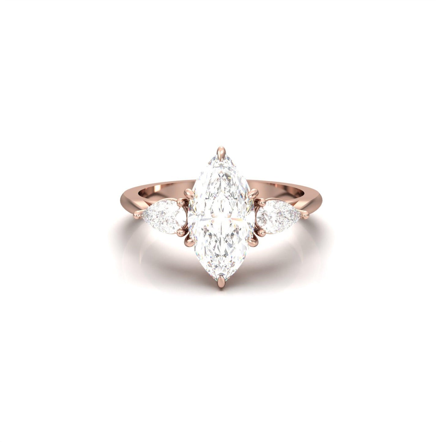 Marquise Trilogy Diamond Engagement Ring - Moissanite Engagement Rings