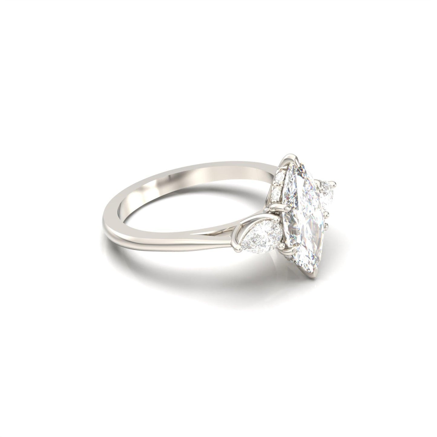 Marquise Trilogy Diamond Engagement Ring - Moissanite Engagement Rings