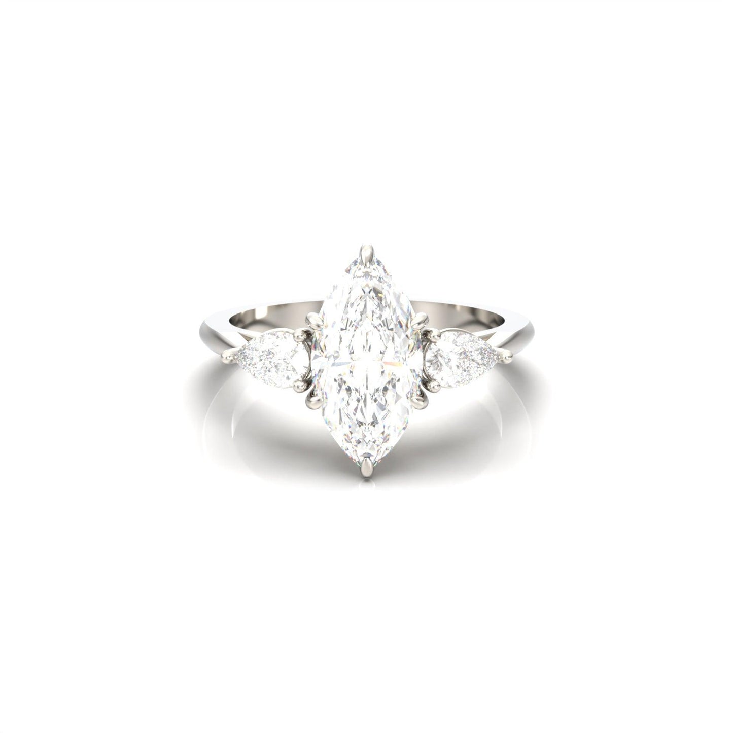 Marquise Trilogy Diamond Engagement Ring - Moissanite Engagement Rings