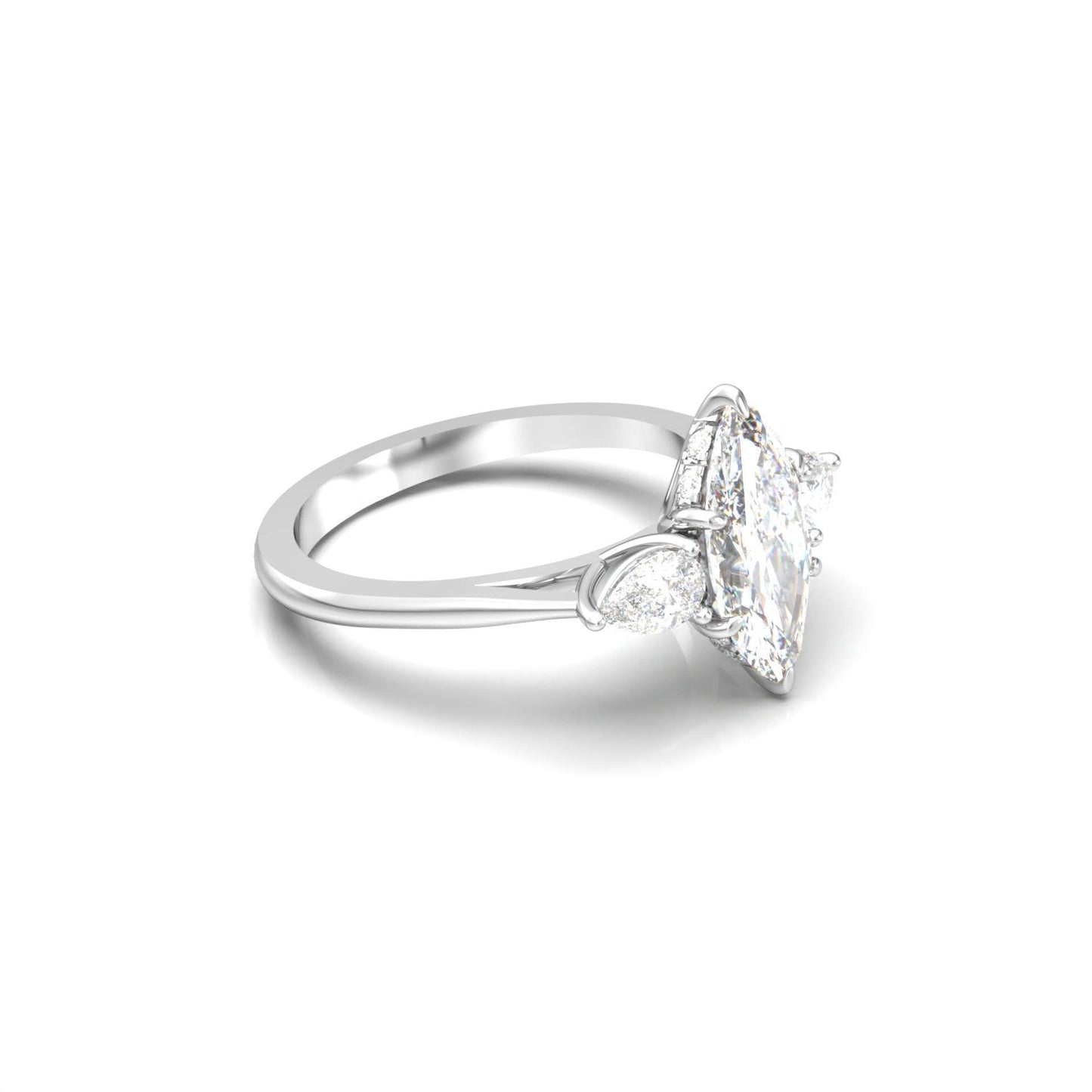 Marquise Trilogy Diamond Engagement Ring - Moissanite Engagement Rings