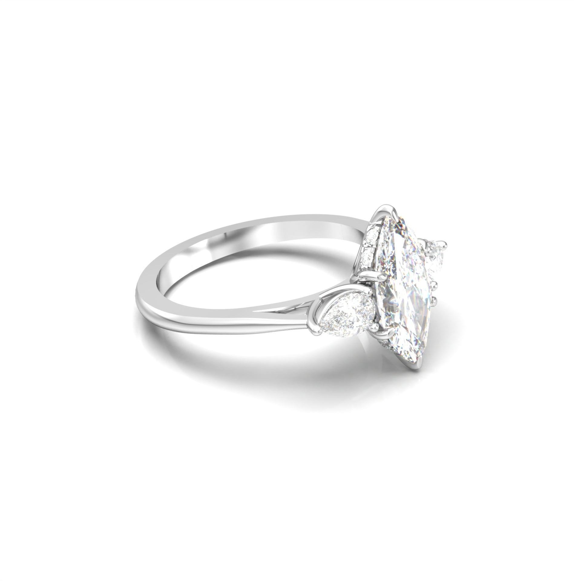 Marquise Trilogy Diamond Engagement Ring - Moissanite Engagement Rings