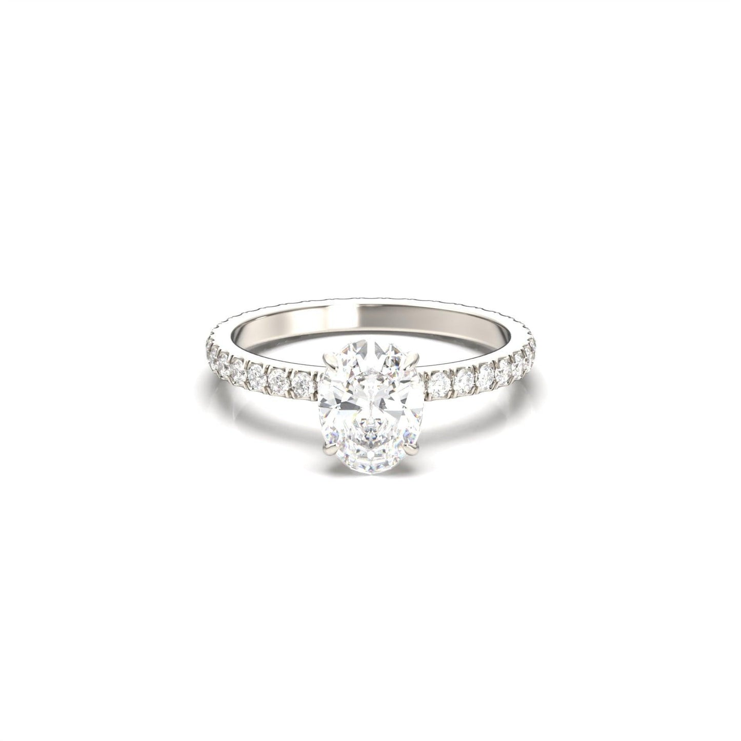 Oval Full Pavé Diamond Engagement Ring - Moissanite Engagement Rings
