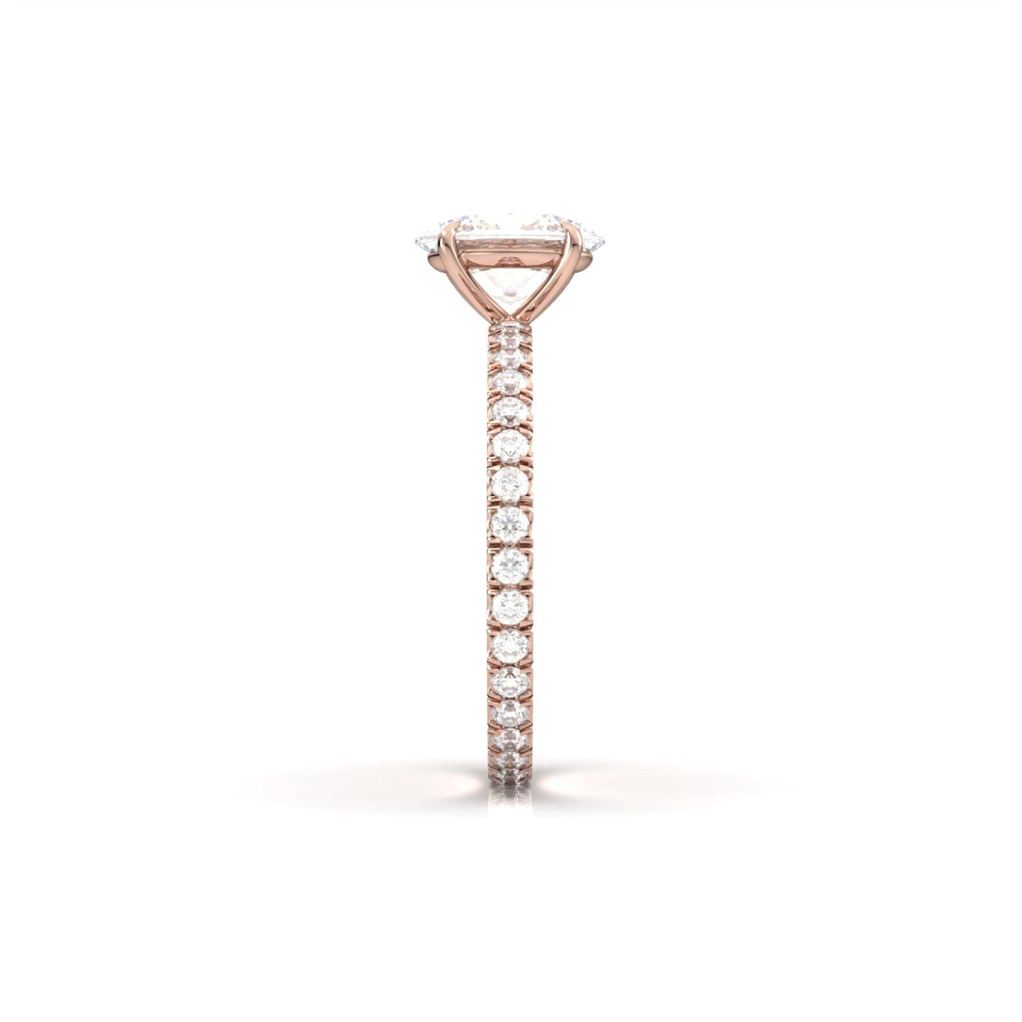 Oval Full Pavé Diamond Engagement Ring - Moissanite Engagement Rings