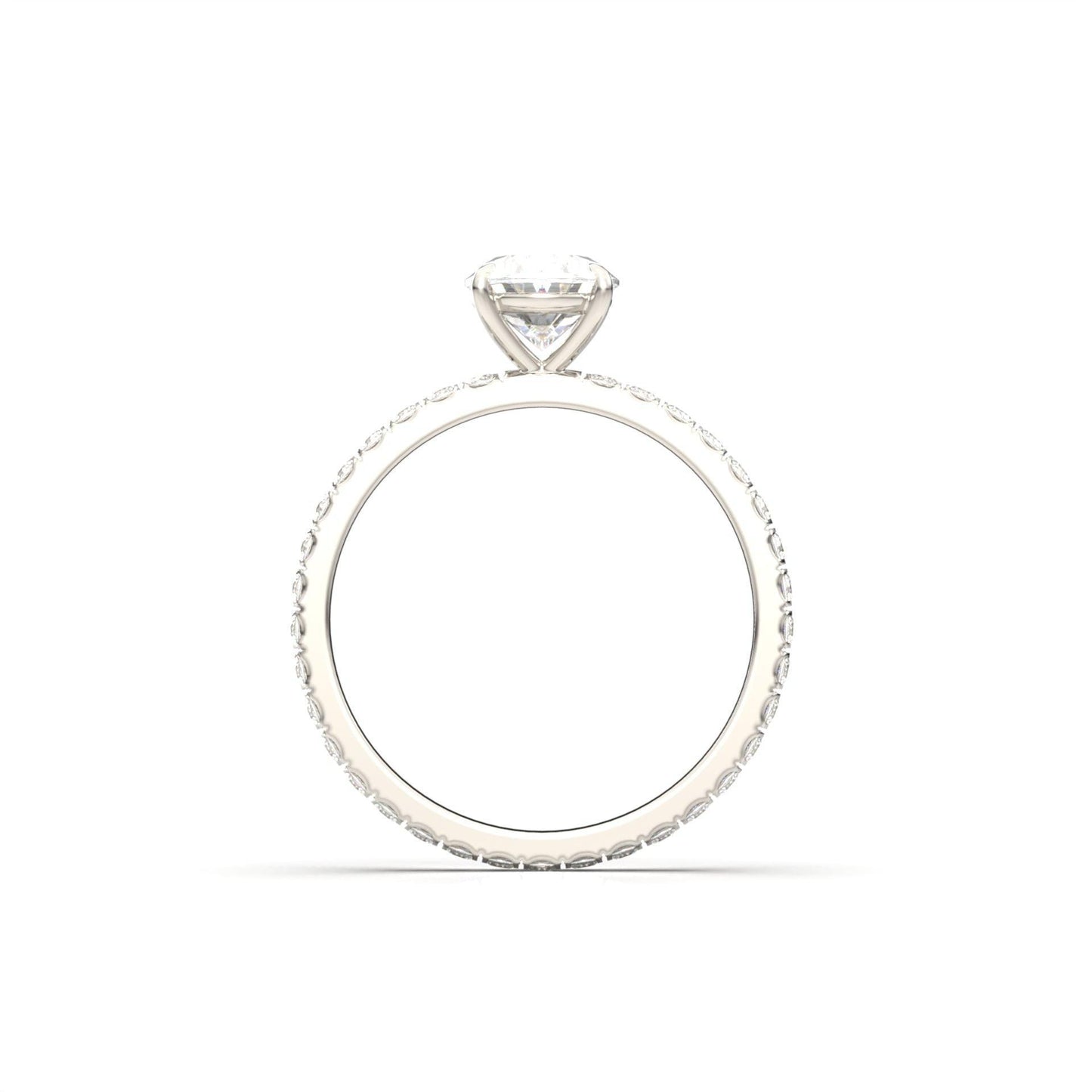 Oval Full Pavé Diamond Engagement Ring - Moissanite Engagement Rings