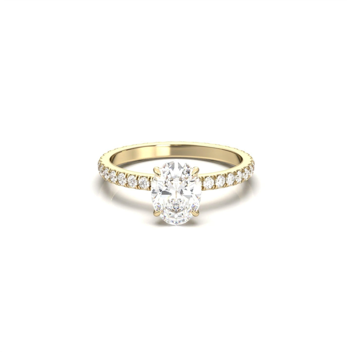 Oval Full Pavé Diamond Engagement Ring - Moissanite Engagement Rings