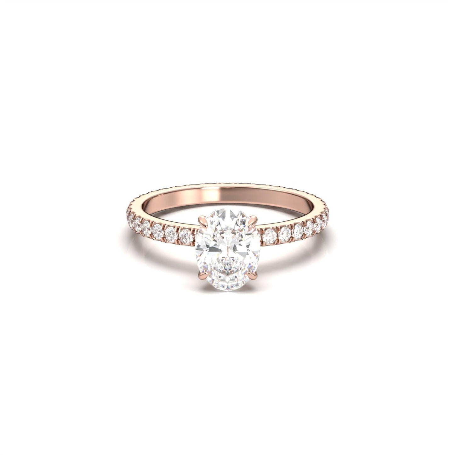Oval Full Pavé Diamond Engagement Ring - Moissanite Engagement Rings