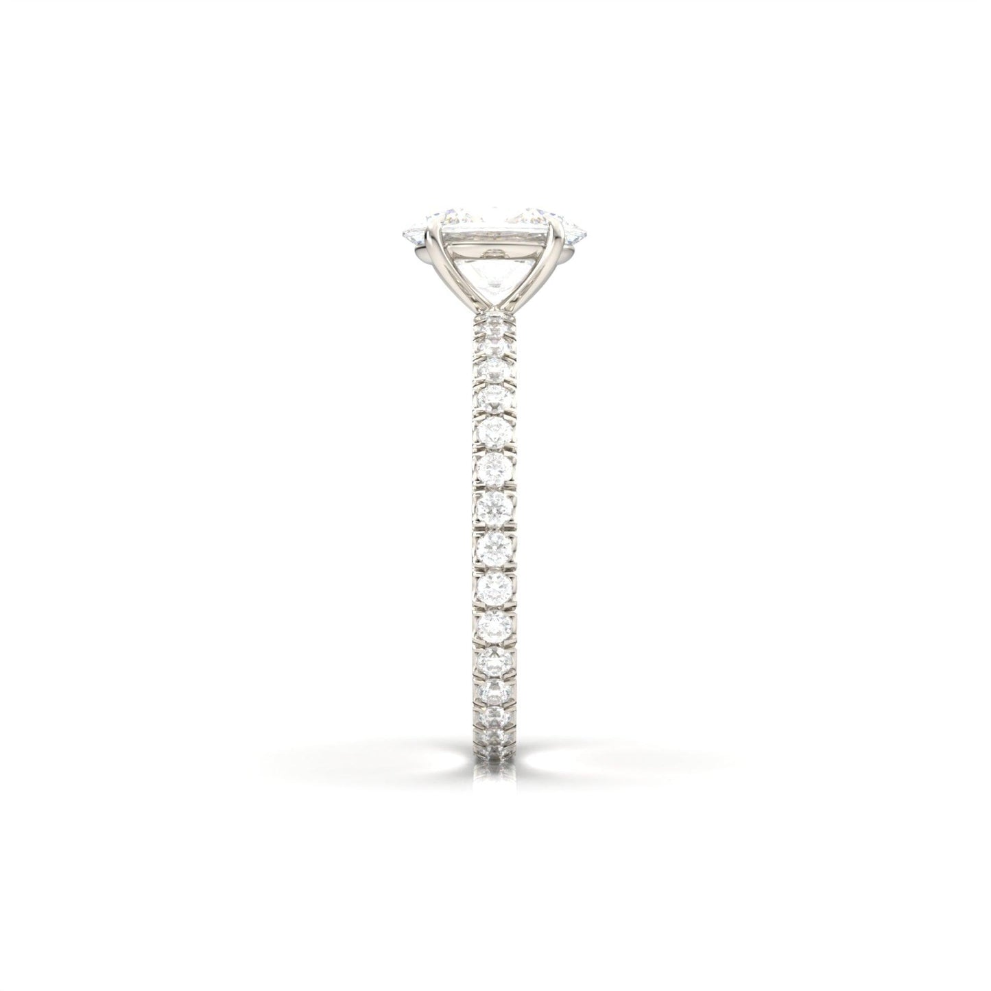 Oval Full Pavé Diamond Engagement Ring - Moissanite Engagement Rings