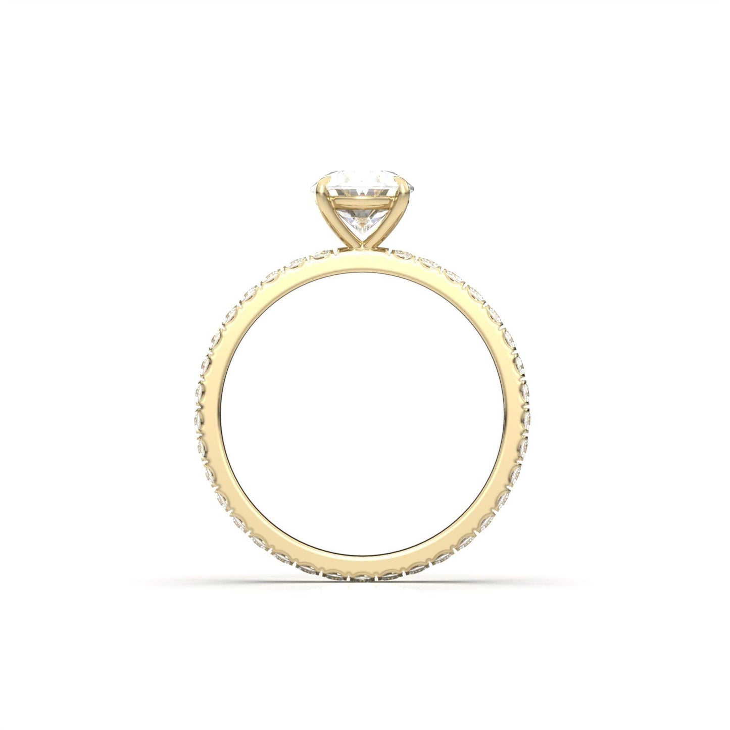 Oval Full Pavé Diamond Engagement Ring - Moissanite Engagement Rings