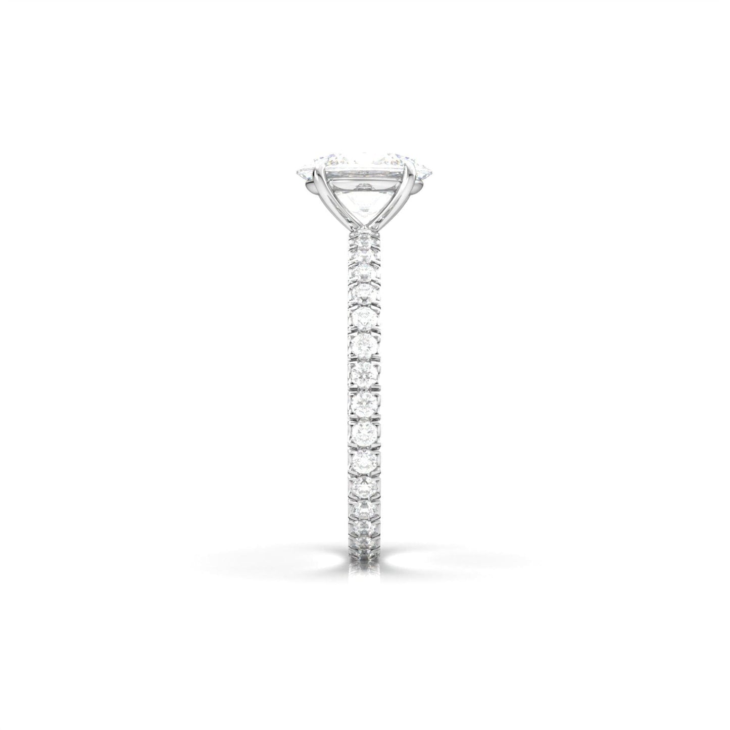 Oval Full Pavé Diamond Engagement Ring - Moissanite Engagement Rings