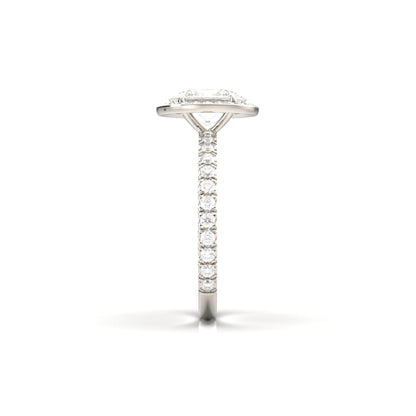 Oval Full Pavé Halo Moissanite Engagement Ring - Moissanite Engagement Rings