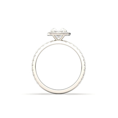 Oval Full Pavé Halo Moissanite Engagement Ring - Moissanite Engagement Rings