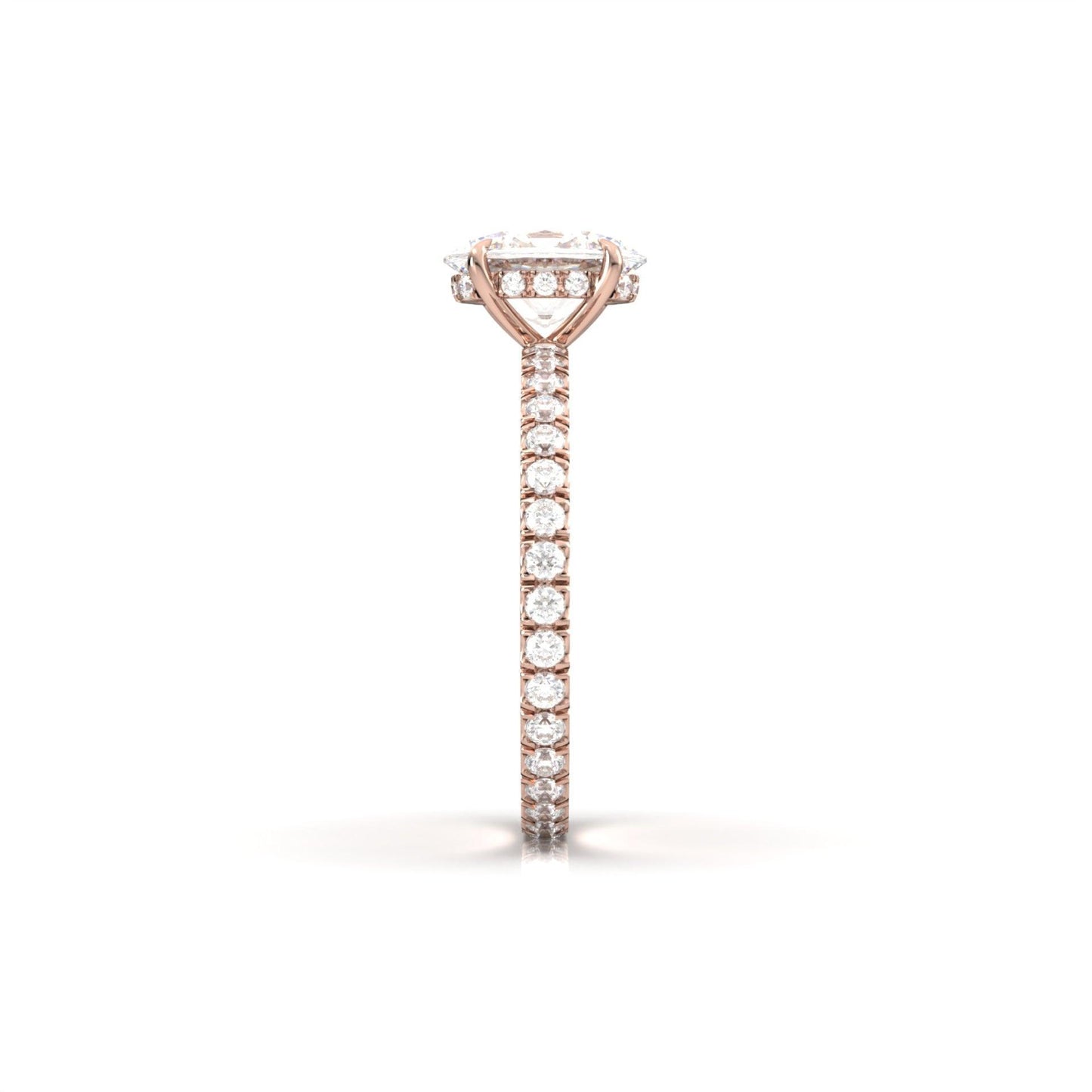 Oval Full Pavè Hidden Halo Diamond Engagement Ring - Moissanite Engagement Rings