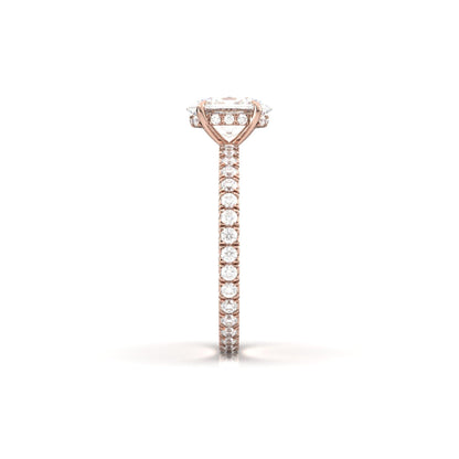 Oval Full Pavè Hidden Halo Diamond Engagement Ring - Moissanite Engagement Rings