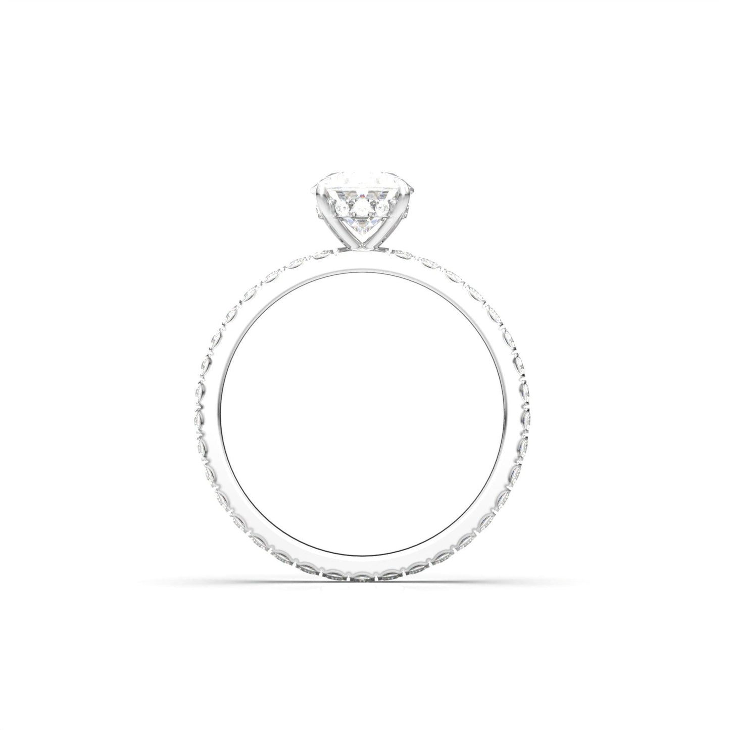 Oval Full Pavè Hidden Halo Diamond Engagement Ring - Moissanite Engagement Rings