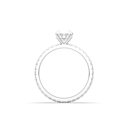 Oval Full Pavè Hidden Halo Diamond Engagement Ring - Moissanite Engagement Rings
