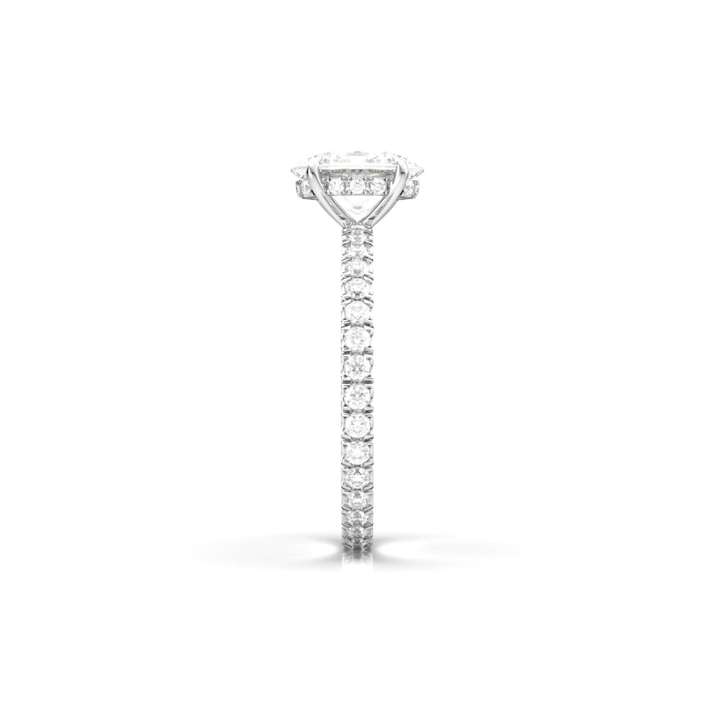 Oval Full Pavè Hidden Halo Diamond Engagement Ring - Moissanite Engagement Rings