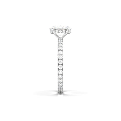 Oval Full Pavè Hidden Halo Diamond Engagement Ring - Moissanite Engagement Rings