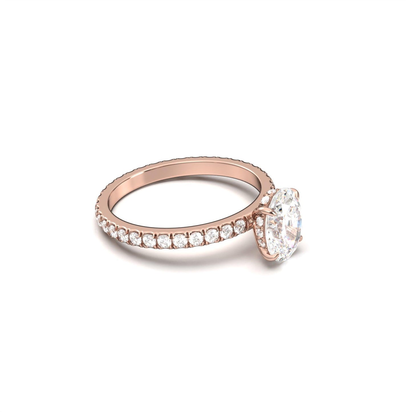 Oval Full Pavè Hidden Halo Diamond Engagement Ring - Moissanite Engagement Rings