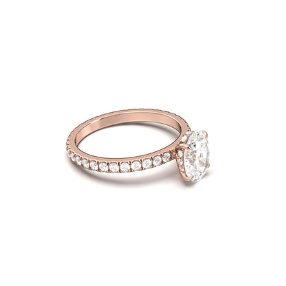 Oval Full Pavè Hidden Halo Diamond Engagement Ring - Moissanite Engagement Rings
