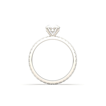 Oval Full Pavè Hidden Halo Diamond Engagement Ring - Moissanite Engagement Rings