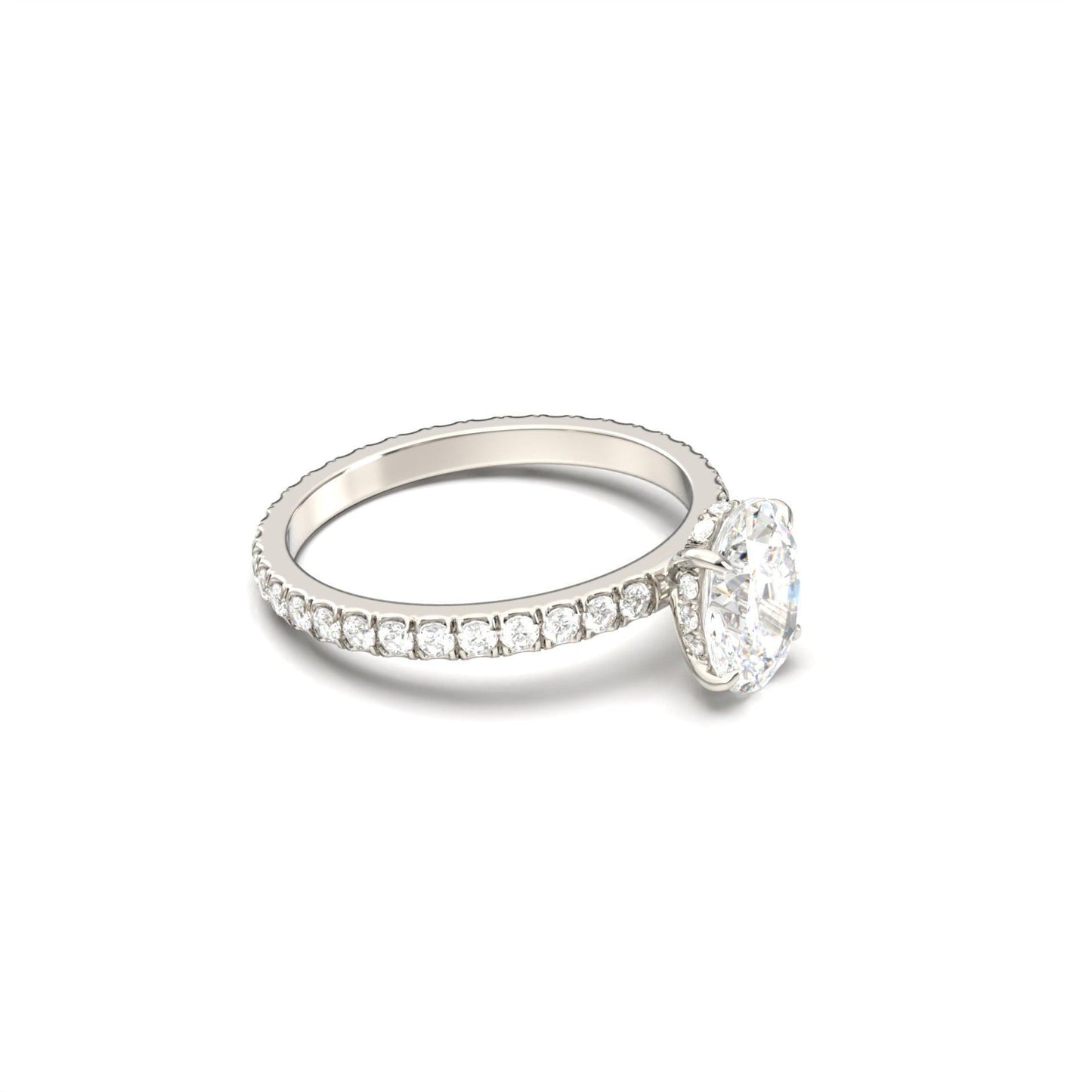Oval Full Pavè Hidden Halo Diamond Engagement Ring - Moissanite Engagement Rings