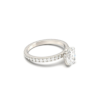 Oval Full Pavè Hidden Halo Diamond Engagement Ring - Moissanite Engagement Rings