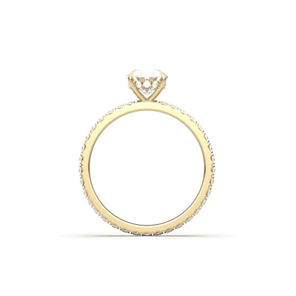 Oval Full Pavè Hidden Halo Diamond Engagement Ring - Moissanite Engagement Rings