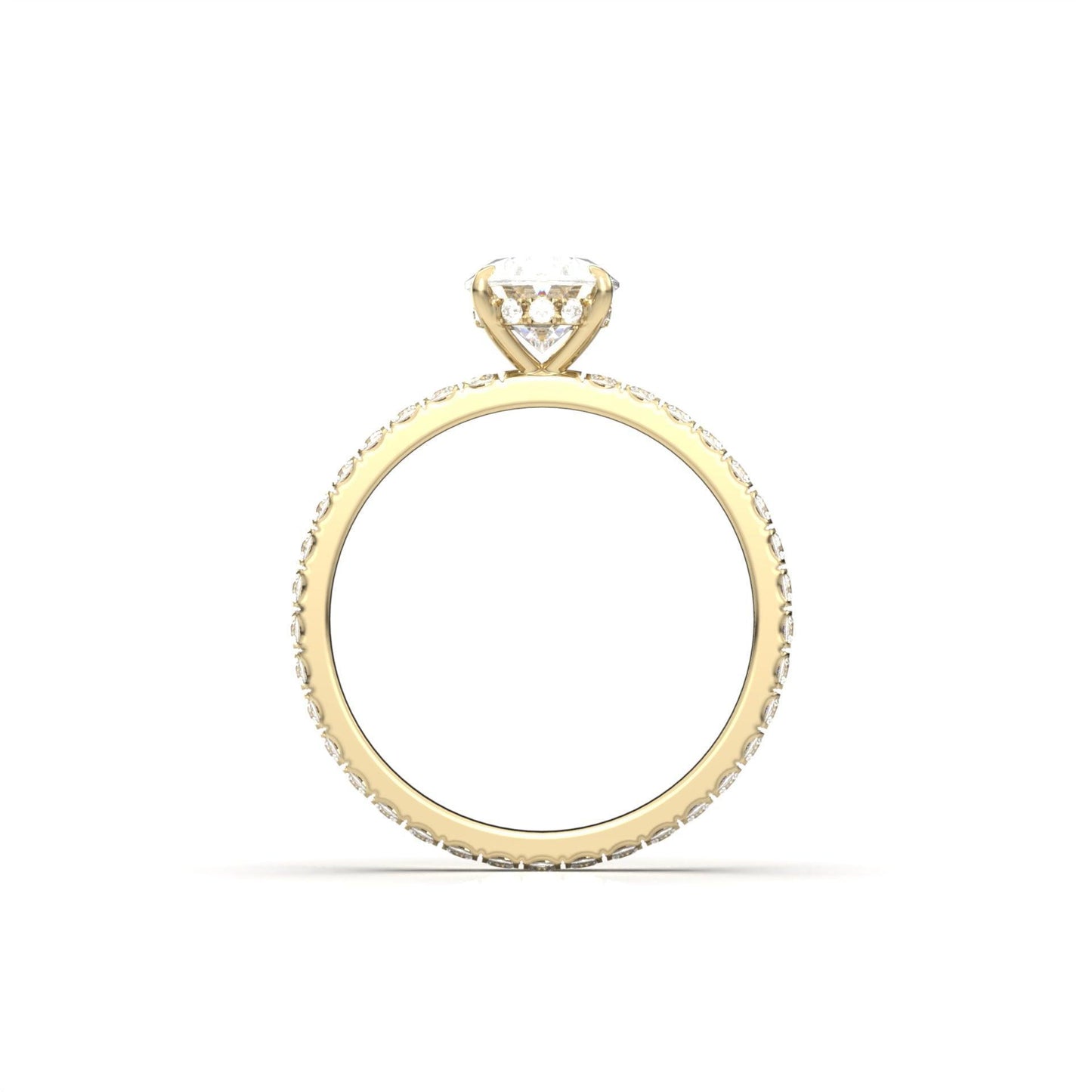 Oval Full Pavè Hidden Halo Diamond Engagement Ring - Moissanite Engagement Rings
