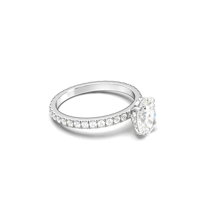Oval Full Pavè Hidden Halo Diamond Engagement Ring - Moissanite Engagement Rings