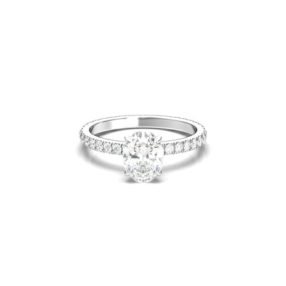 Oval Full Pavè Hidden Halo Diamond Engagement Ring - Moissanite Engagement Rings