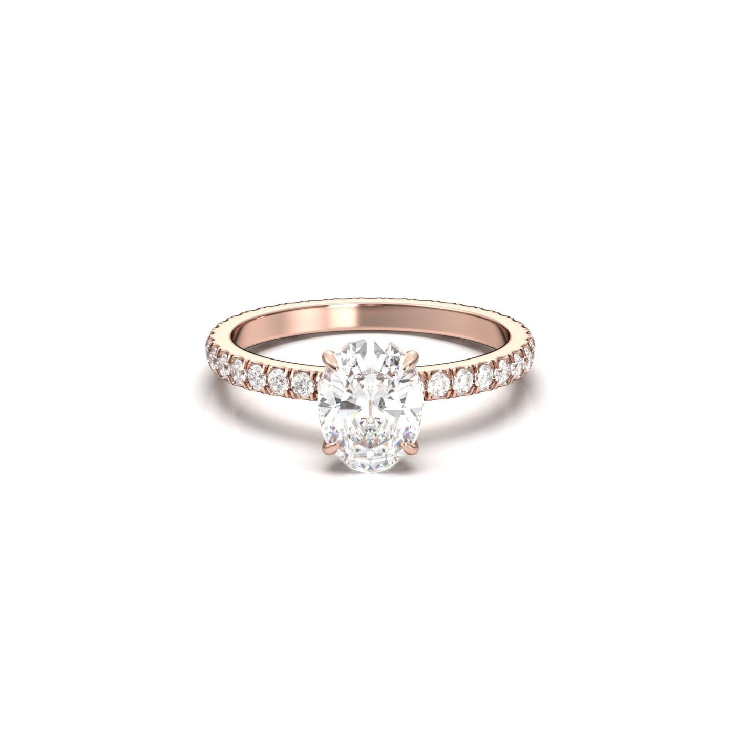 Oval Full Pavè Hidden Halo Diamond Engagement Ring - Moissanite Engagement Rings