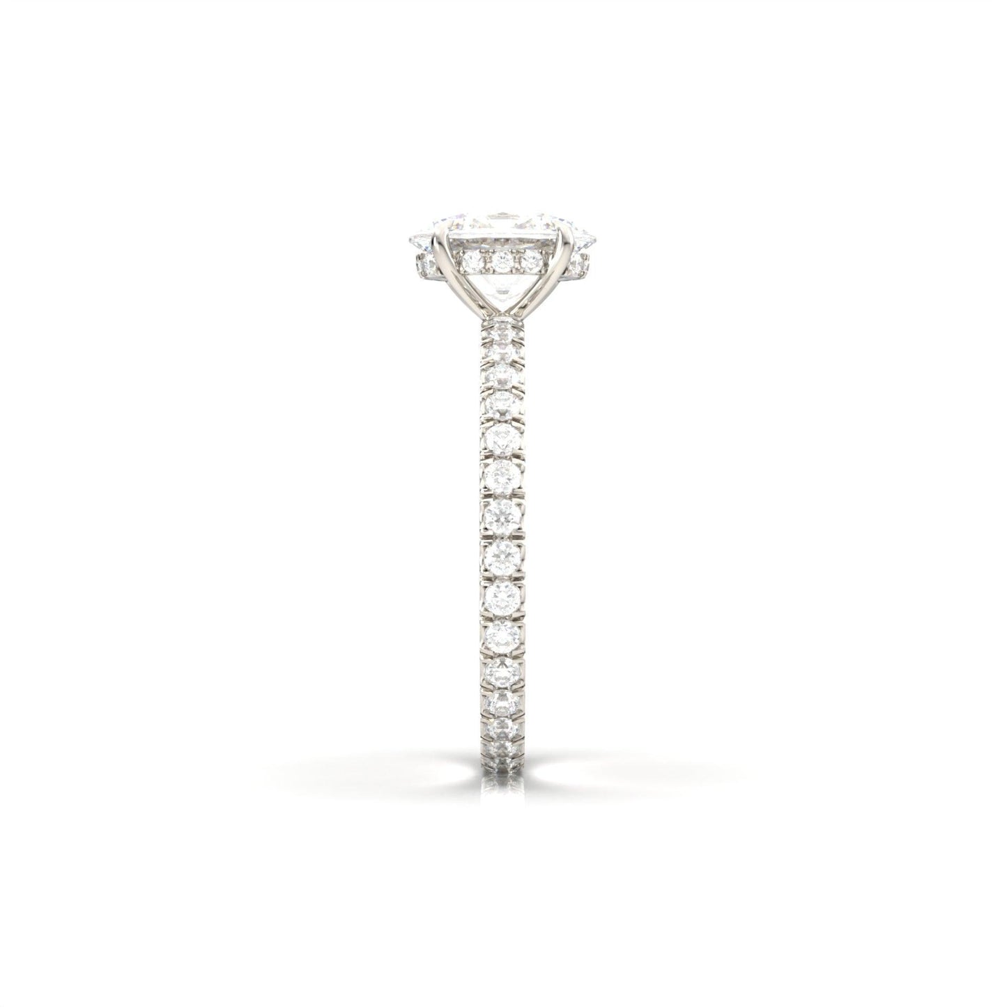 Oval Full Pavè Hidden Halo Diamond Engagement Ring - Moissanite Engagement Rings