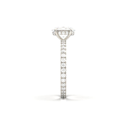 Oval Full Pavè Hidden Halo Diamond Engagement Ring - Moissanite Engagement Rings