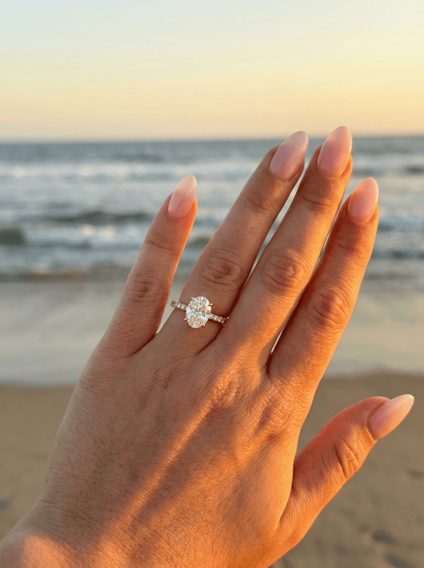 Oval Full Pavé Diamond Engagement Ring - Moissanite Engagement Rings