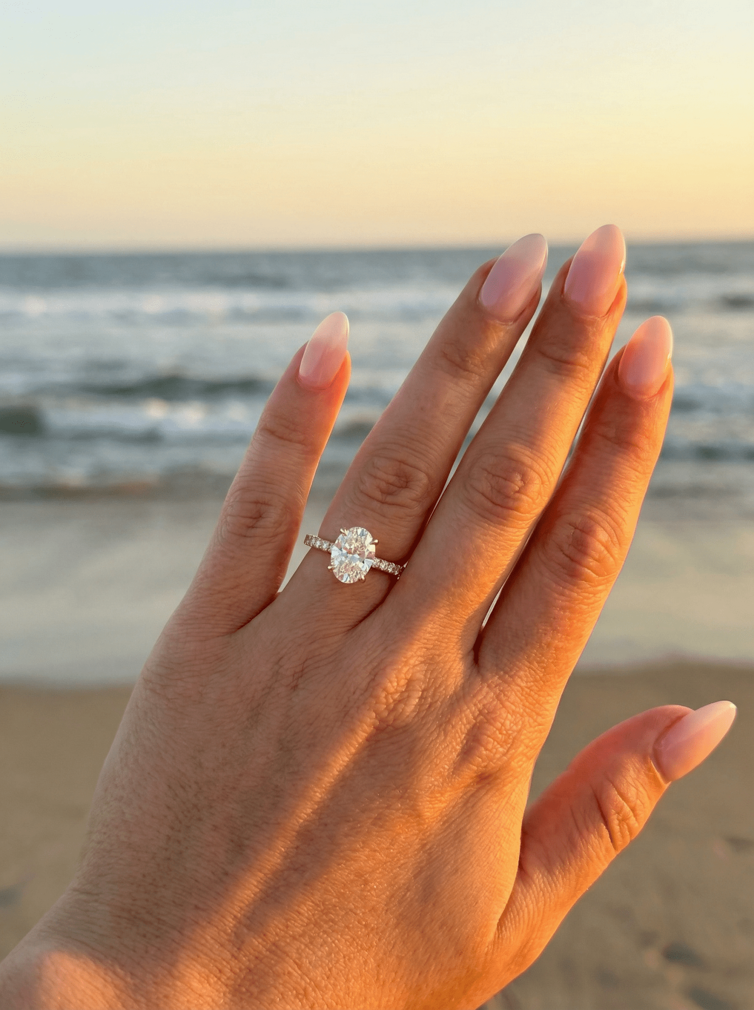 Oval Full Pavé Diamond Engagement Ring - Moissanite Engagement Rings