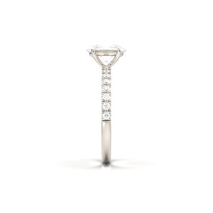 Oval Half Pavé Diamond Engagement Ring - Moissanite Engagement Rings