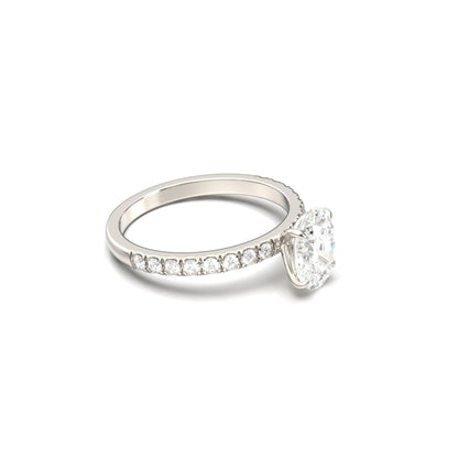 Oval Half Pavé Diamond Engagement Ring - Moissanite Engagement Rings