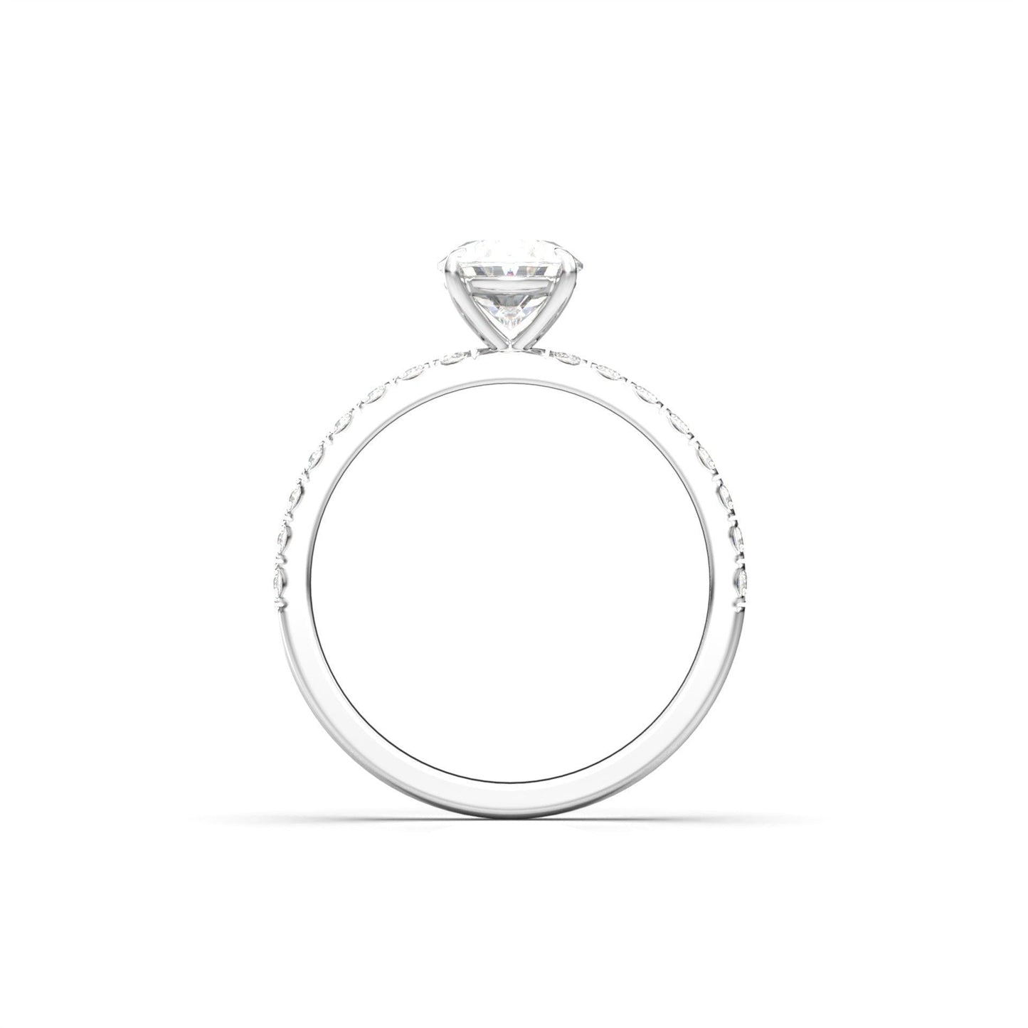 Oval Half Pavé Diamond Engagement Ring - Moissanite Engagement Rings