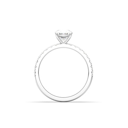 Oval Half Pavé Diamond Engagement Ring - Moissanite Engagement Rings