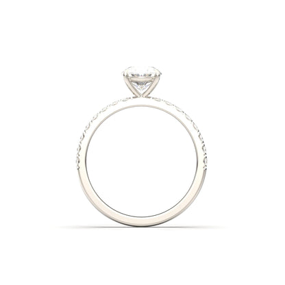 Oval Half Pavé Diamond Engagement Ring - Moissanite Engagement Rings