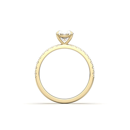 Oval Half Pavé Diamond Engagement Ring - Moissanite Engagement Rings