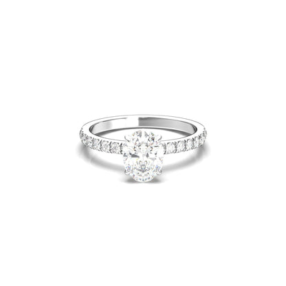 Oval Half Pavé Diamond Engagement Ring - Moissanite Engagement Rings