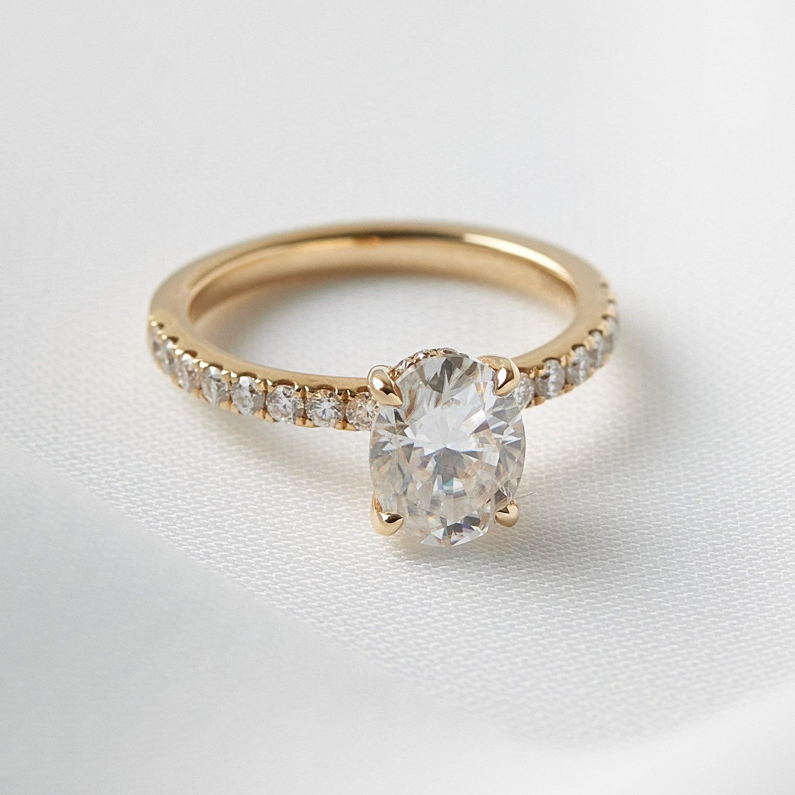 Oval Half Pavè Hidden Halo Engagement Ring - Guthrie Jewellery