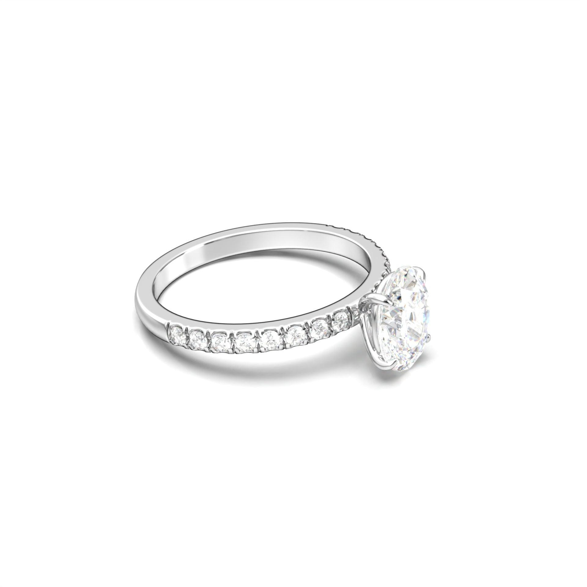 Oval Half Pavé Moissanite Engagement Ring - Moissanite Engagement Rings