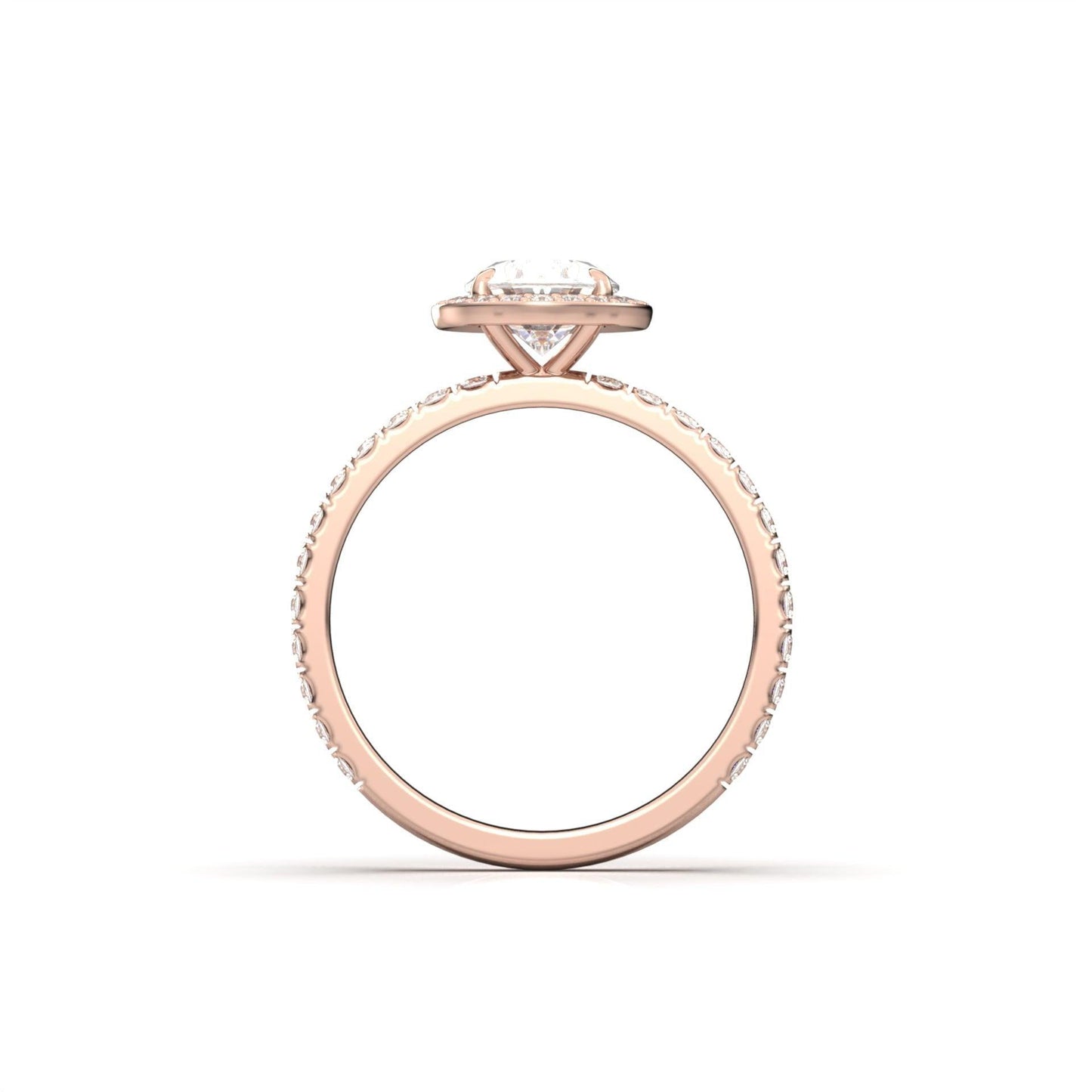 Oval Halo With Full Pavé 14K Yellow Gold Ready To Ship Moissanite Engagement Ring - Moissanite Engagement Rings