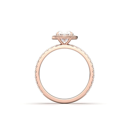 Oval Halo With Full Pavé 14K Yellow Gold Ready To Ship Moissanite Engagement Ring - Moissanite Engagement Rings