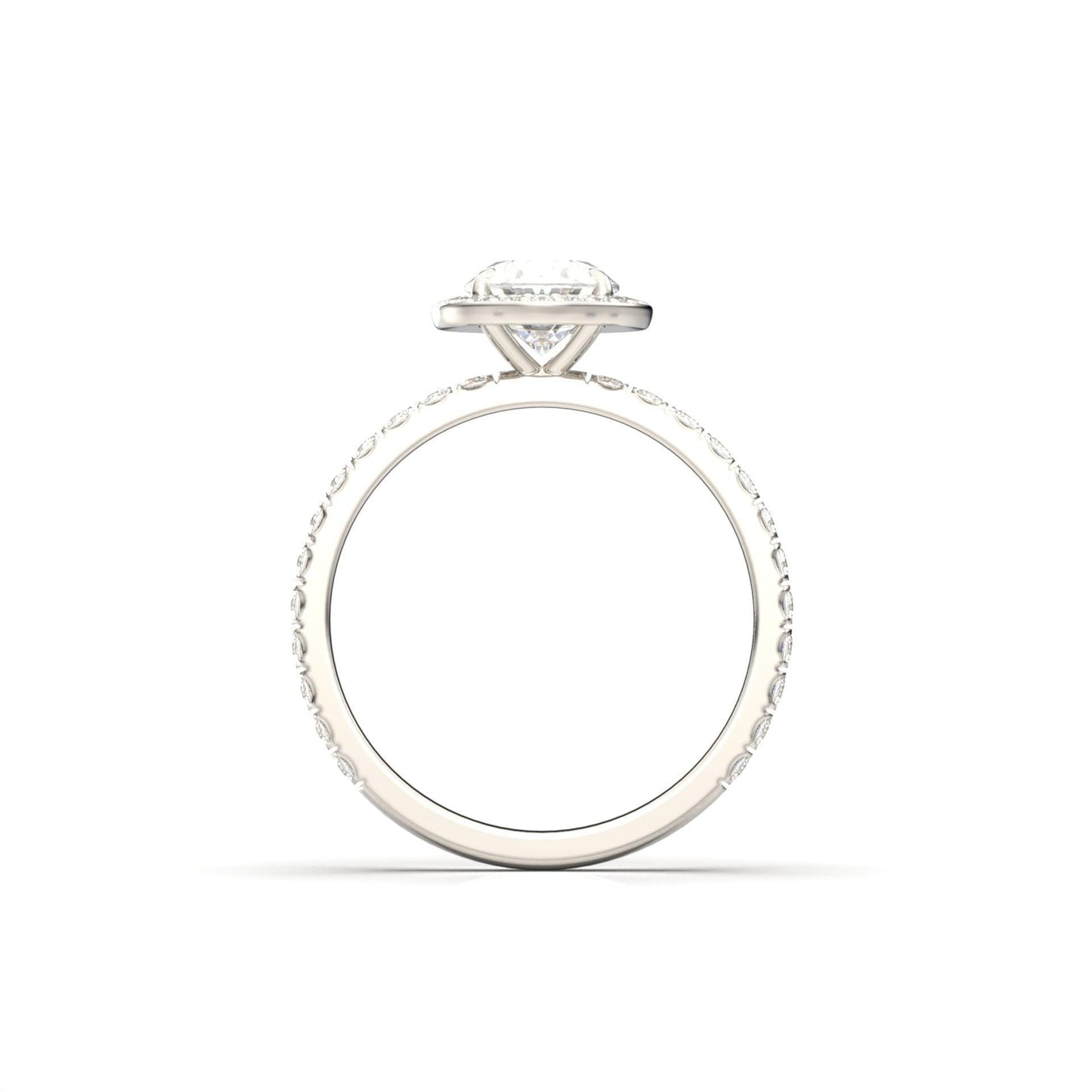 Oval Halo With Full Pavé 14K Yellow Gold Ready To Ship Moissanite Engagement Ring - Moissanite Engagement Rings