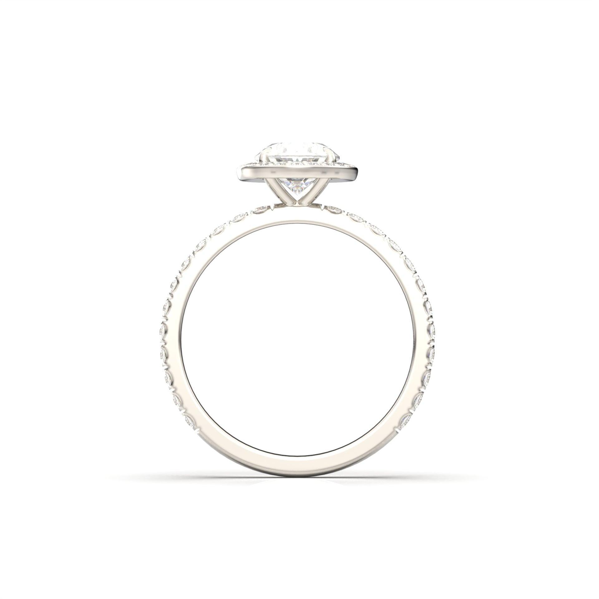 Oval Halo With Full Pavé 14K Yellow Gold Ready To Ship Moissanite Engagement Ring - Moissanite Engagement Rings